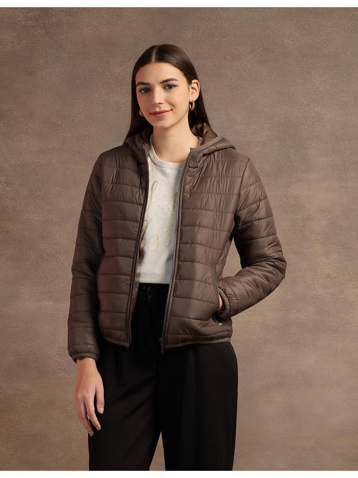 Hooded Nylon Puffer Jacket | JC78 - view 1