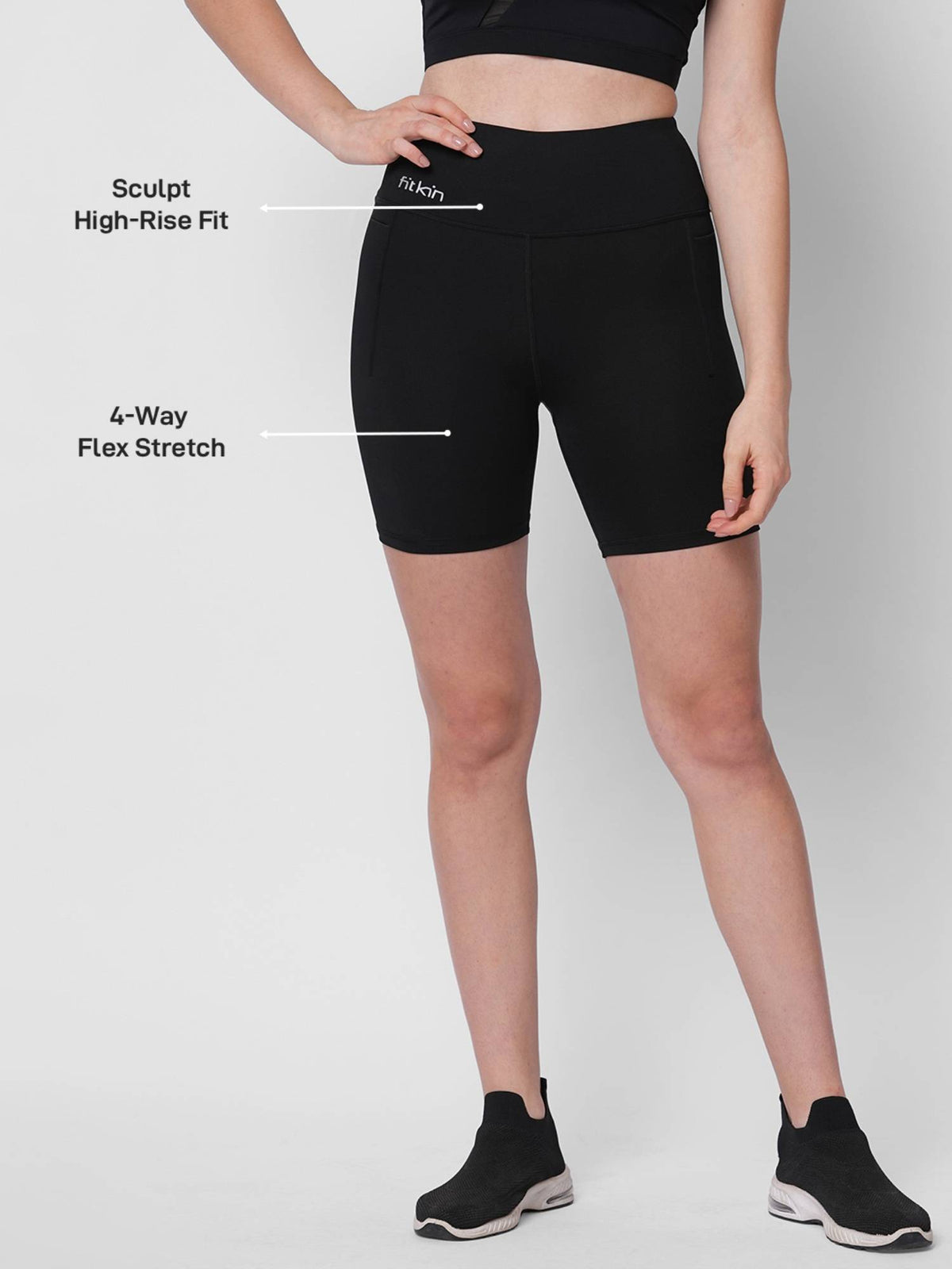 Women Black Core Biker Shorts - view 5