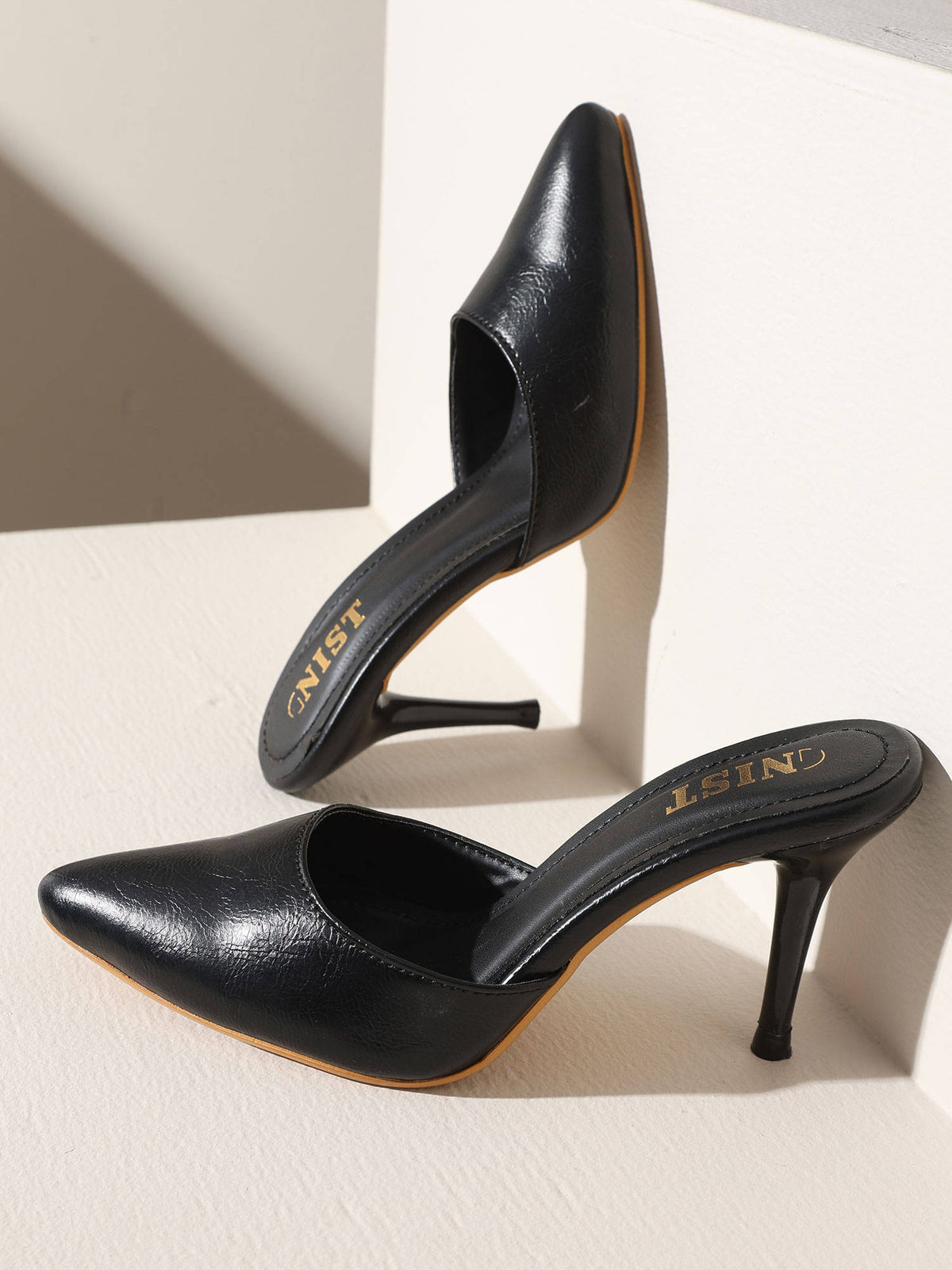 Classy Pointed Tan Stiletto Mules Heels | H78 - view 8