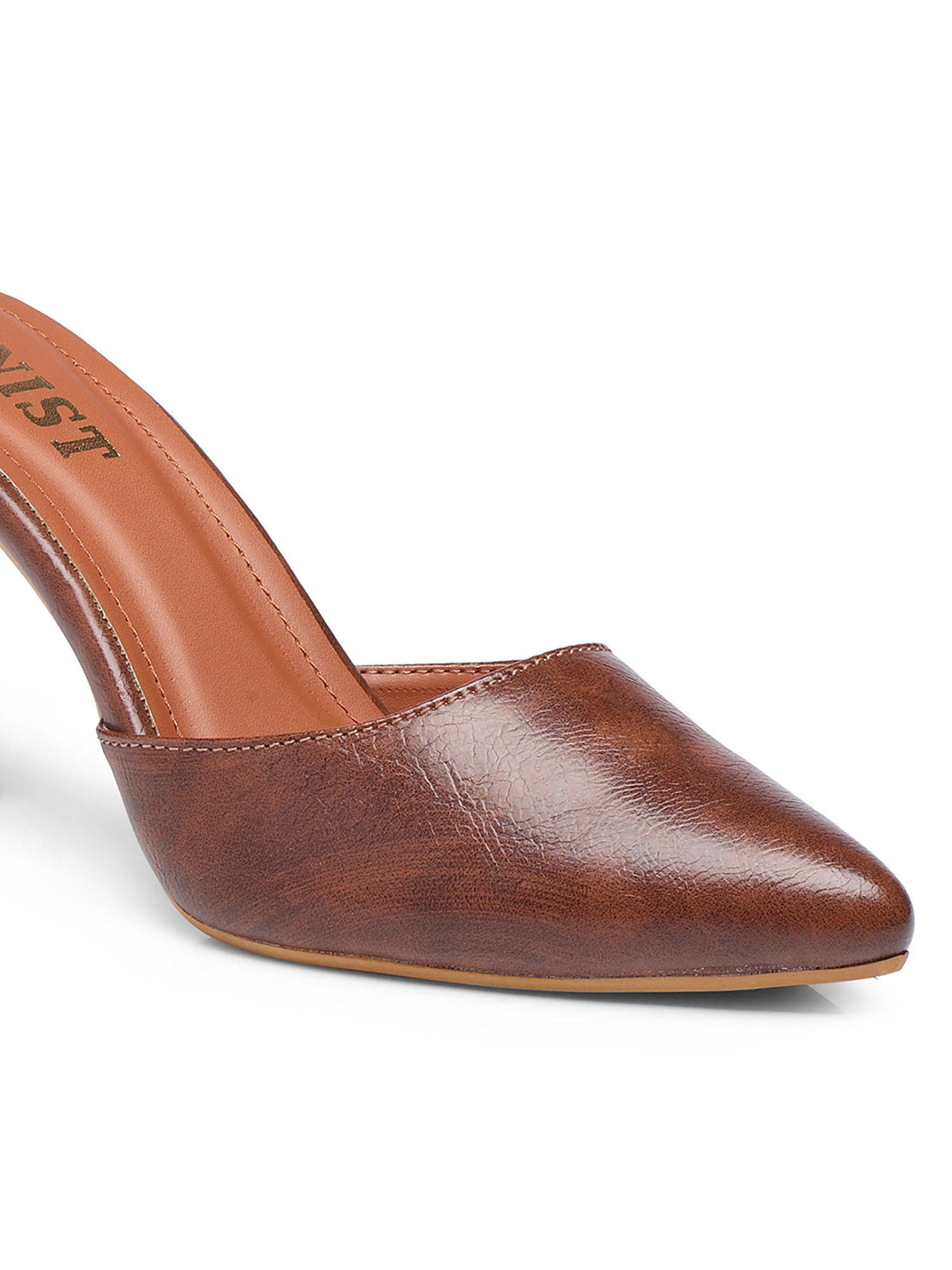 Classy Pointed Tan Stiletto Mules Heels | H78 - view 4