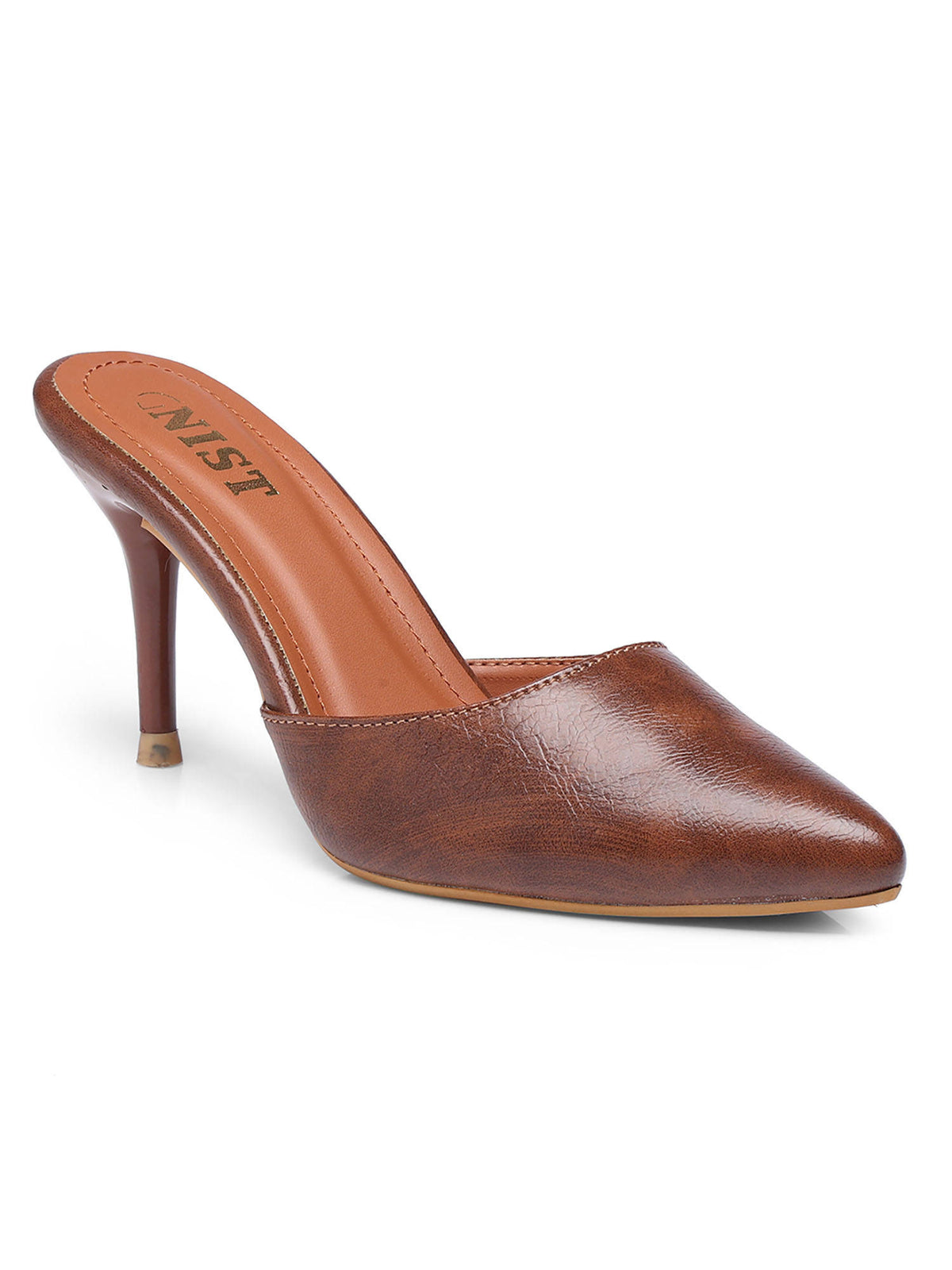 Classy Pointed Tan Stiletto Mules Heels | H78 - view 5