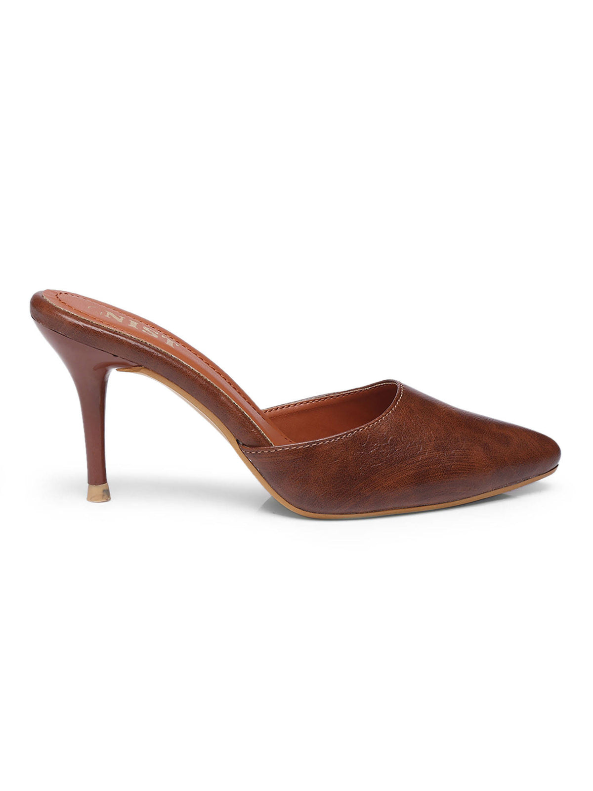 Classy Pointed Tan Stiletto Mules Heels | H78 - view 6