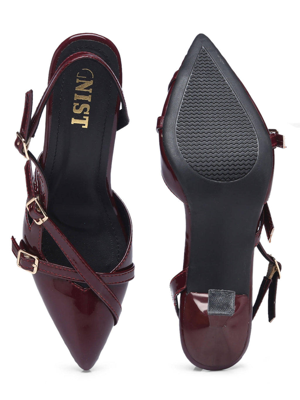 Structured Pointed Black Kitten Mules Heels | H78 - view 37