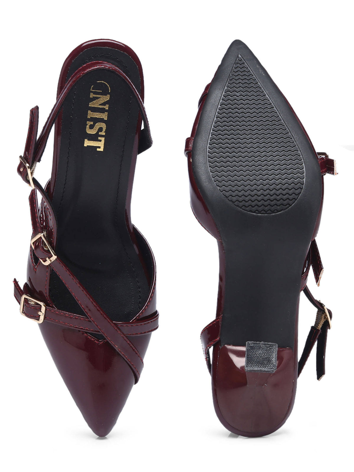 Structured Pointed Black Kitten Mules Heels | H78 - view 37