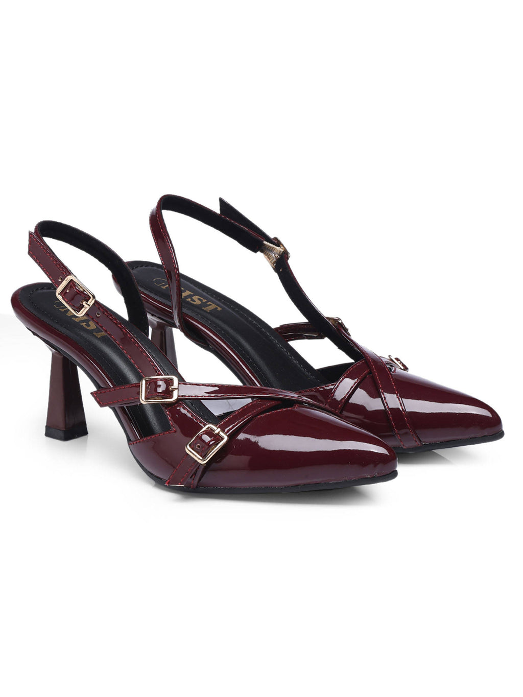 Structured Pointed Black Kitten Mules Heels | H78 - view 38