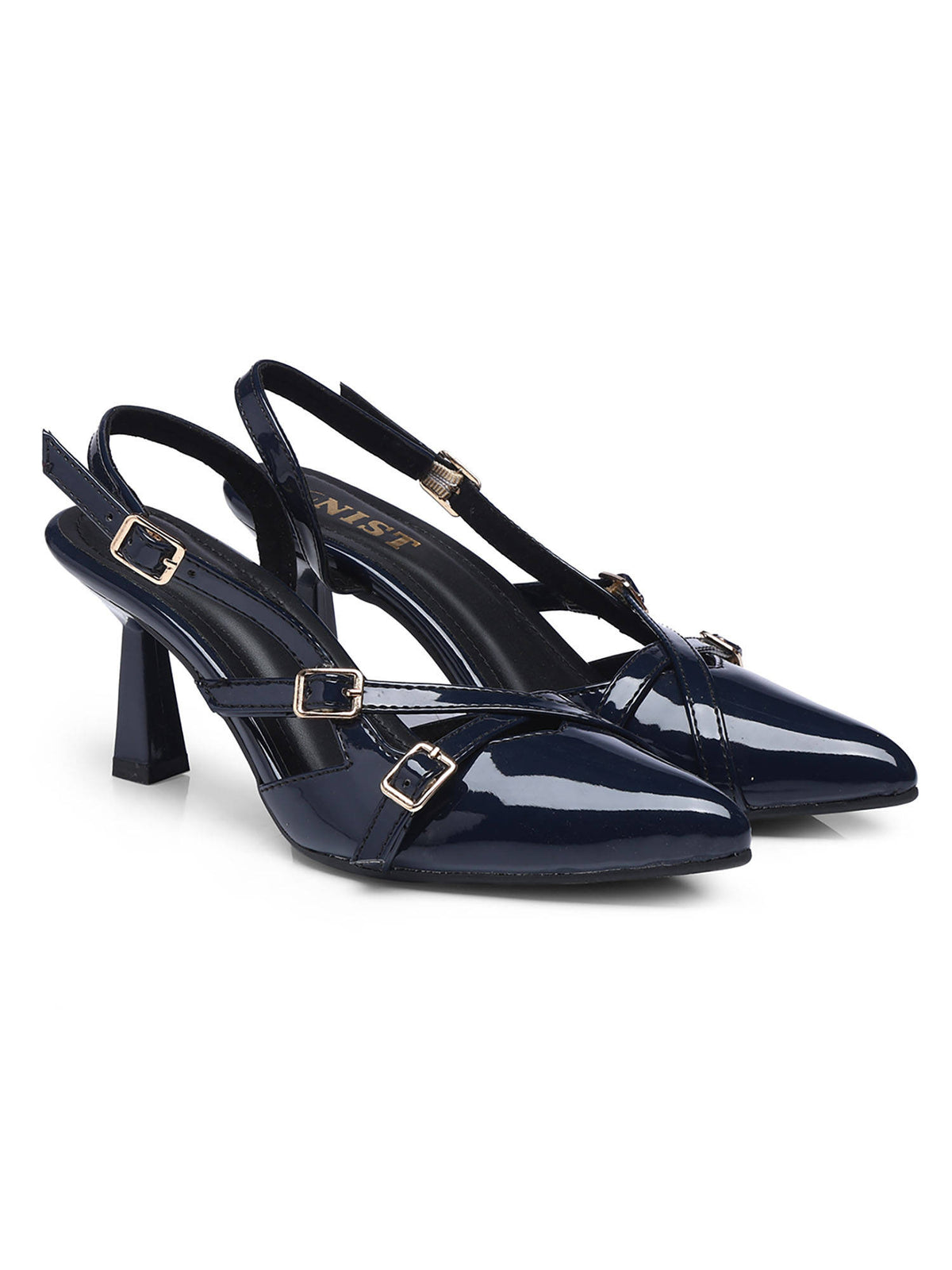 Structured Pointed Black Kitten Mules Heels | H78 - view 17