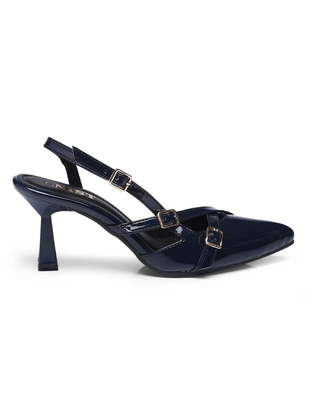 Structured Pointed Black Kitten Mules Heels | H78 - view 20