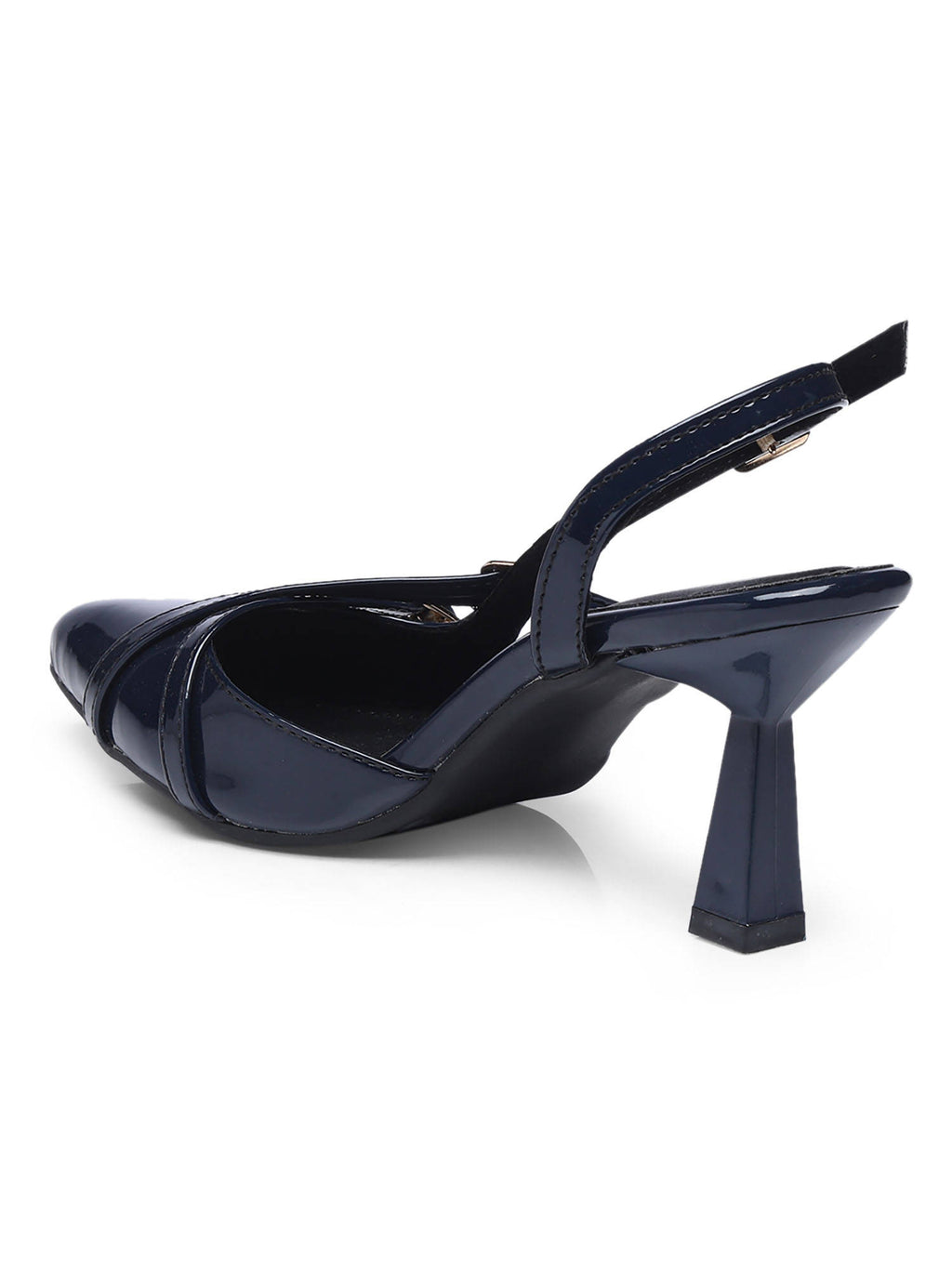 Structured Pointed Black Kitten Mules Heels | H78 - view 21