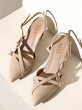 Structured Pointed Black Kitten Mules Heels | H78 - view 29