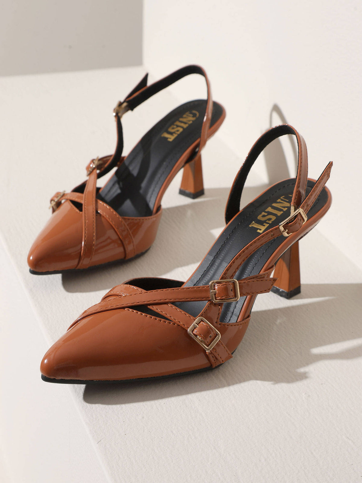 Structured Pointed Black Kitten Mules Heels | H78 - view 22