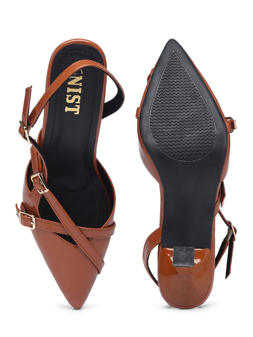 Structured Pointed Black Kitten Mules Heels | H78 - view 23
