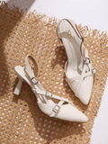 Structured Pointed Black Kitten Mules Heels | H78 - view 8