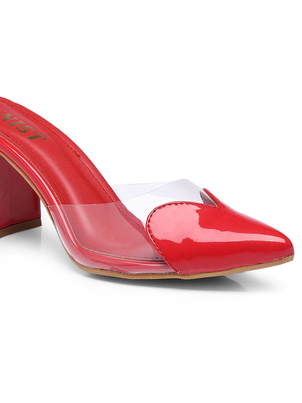 Love Pointed Red Block Mules Heels | H78 - view 4