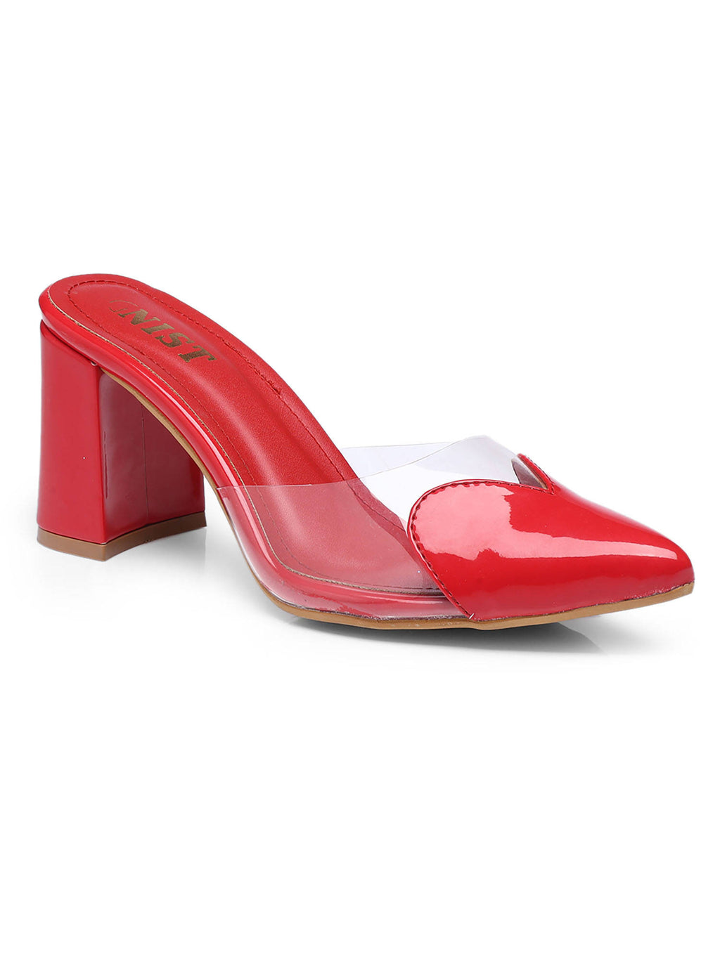 Love Pointed Red Block Mules Heels | H78 - view 5