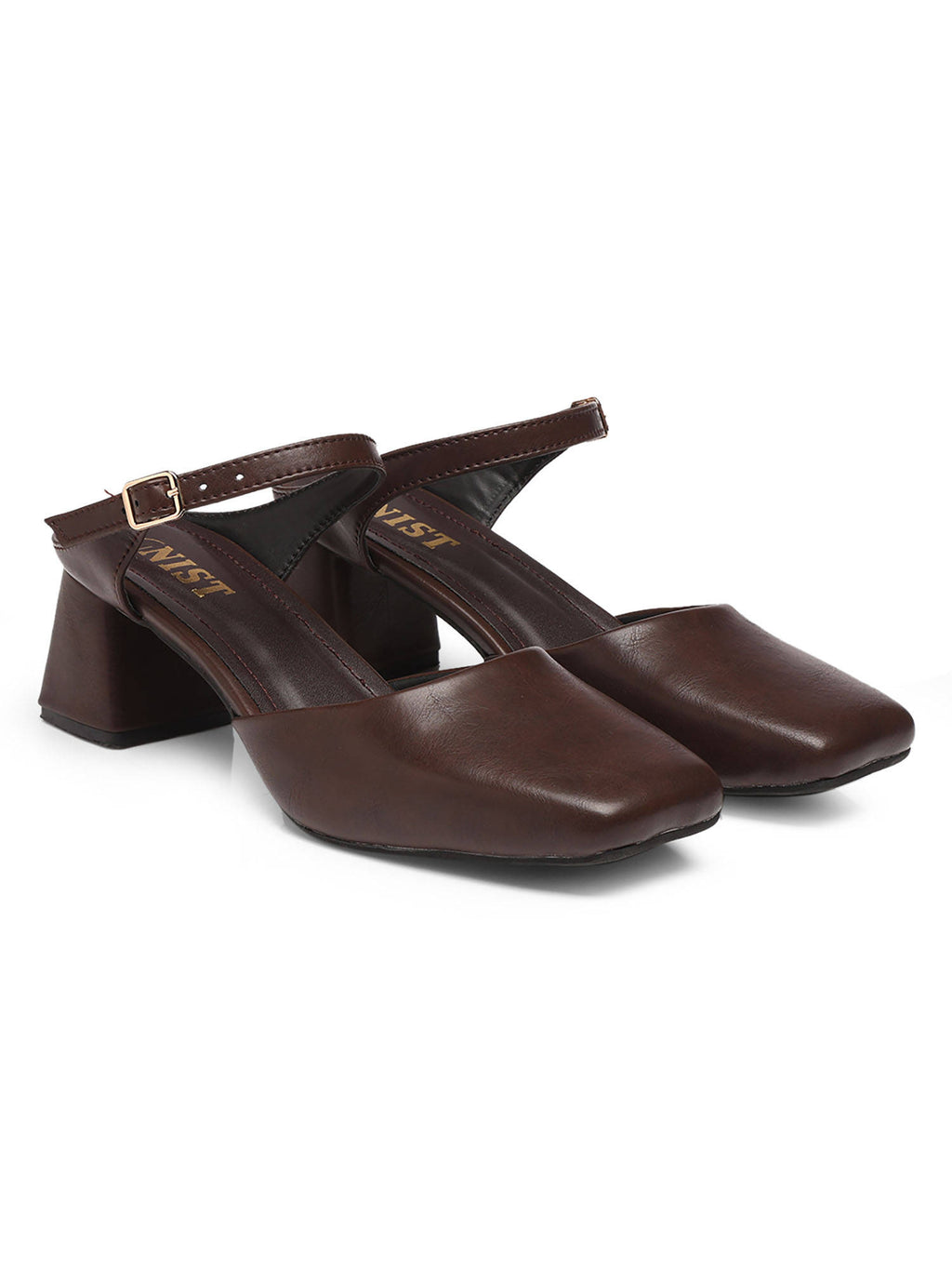 Square Toe Mule Brown Block Mules Heels | H78 - view 3