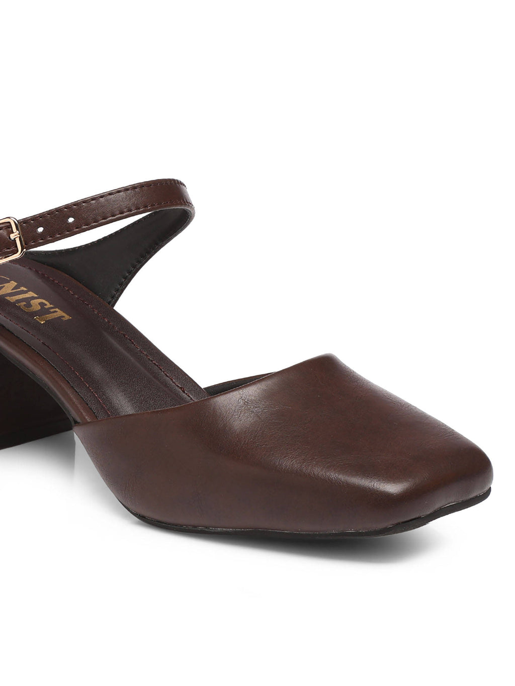 Square Toe Mule Brown Block Mules Heels | H78 - view 4