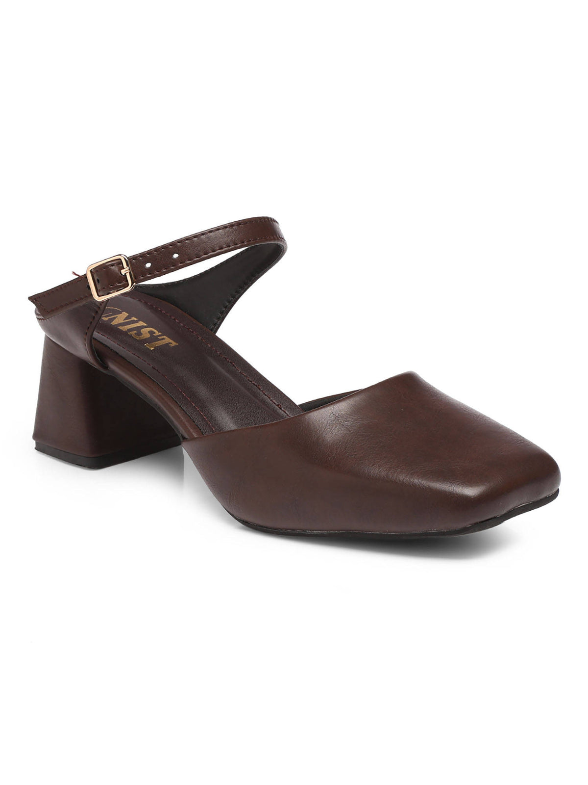 Square Toe Mule Brown Block Mules Heels | H78 - view 5