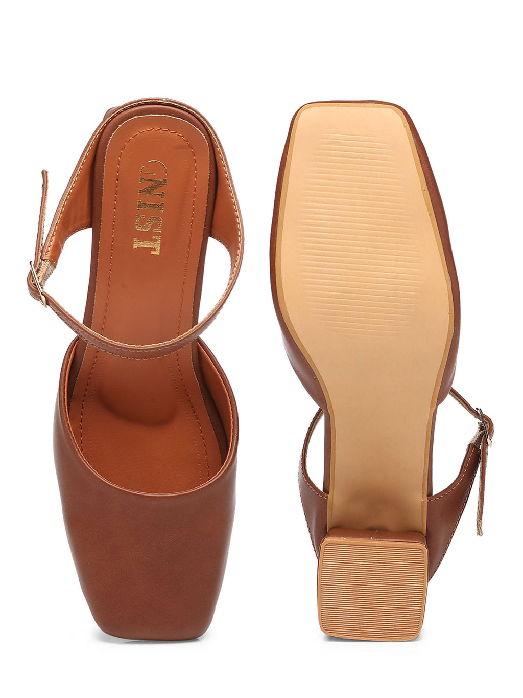 Square Toe Mule Brown Block Mules Heels | H78 - view 16