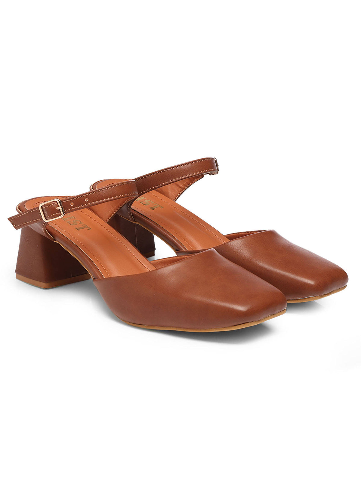 Square Toe Mule Brown Block Mules Heels | H78 - view 17