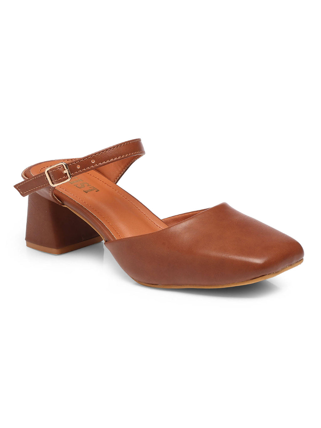 Square Toe Mule Brown Block Mules Heels | H78 - view 19