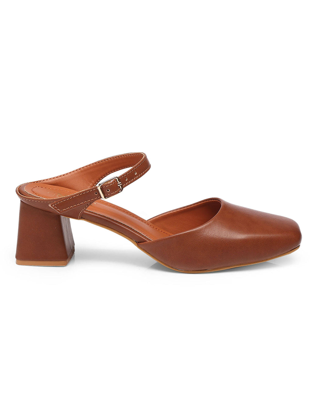 Square Toe Mule Brown Block Mules Heels | H78 - view 20