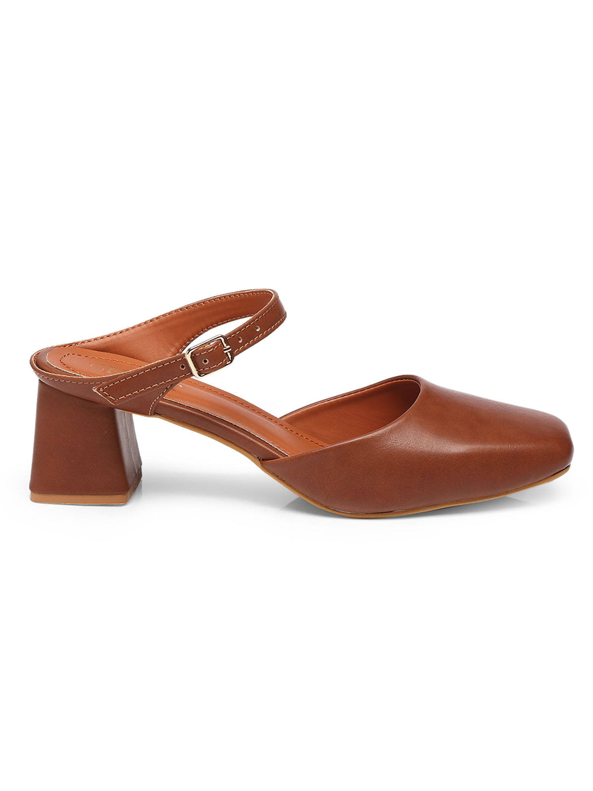 Square Toe Mule Brown Block Mules Heels | H78 - view 20
