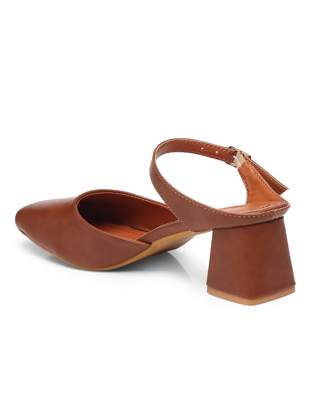 Square Toe Mule Brown Block Mules Heels | H78 - view 21