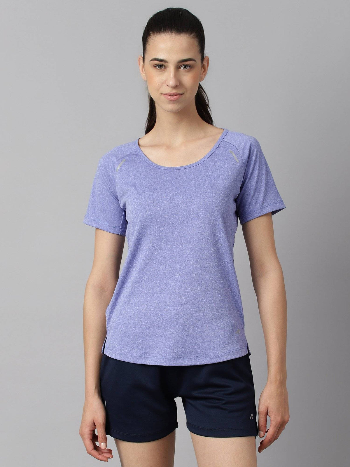 Women Grey Heather Anti Static Slim Fit Round Neck Distance Training T-Shirt | TT89 - view 8