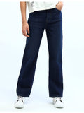 Women Blue Cotton Solid Straight Jeans | BG78 - view 1