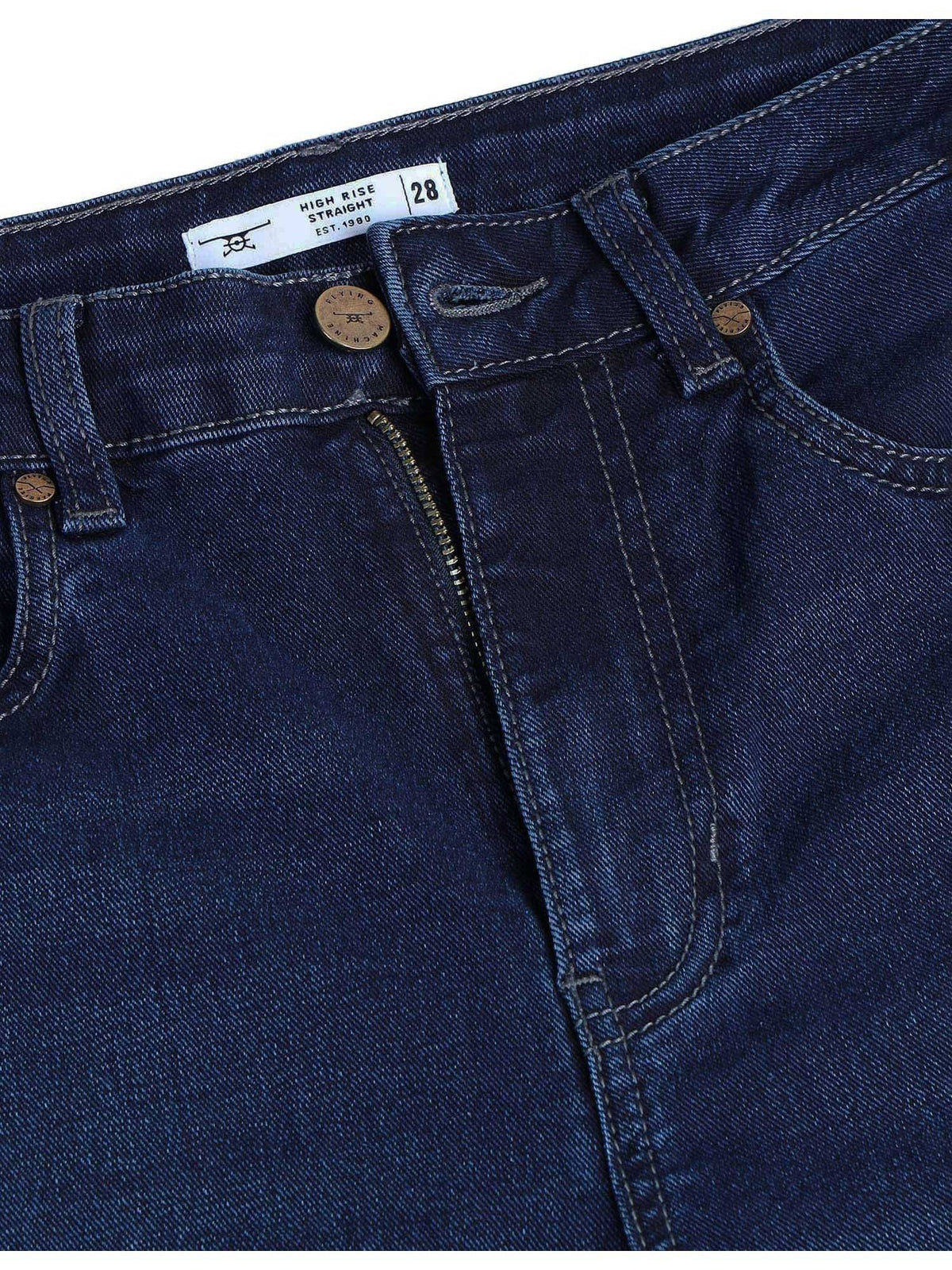 Women Blue Cotton Solid Straight Jeans | BG78 - view 2