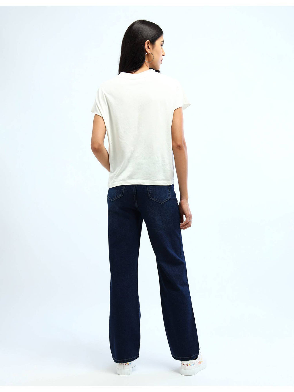 Women Blue Cotton Solid Straight Jeans | BG78 - view 5