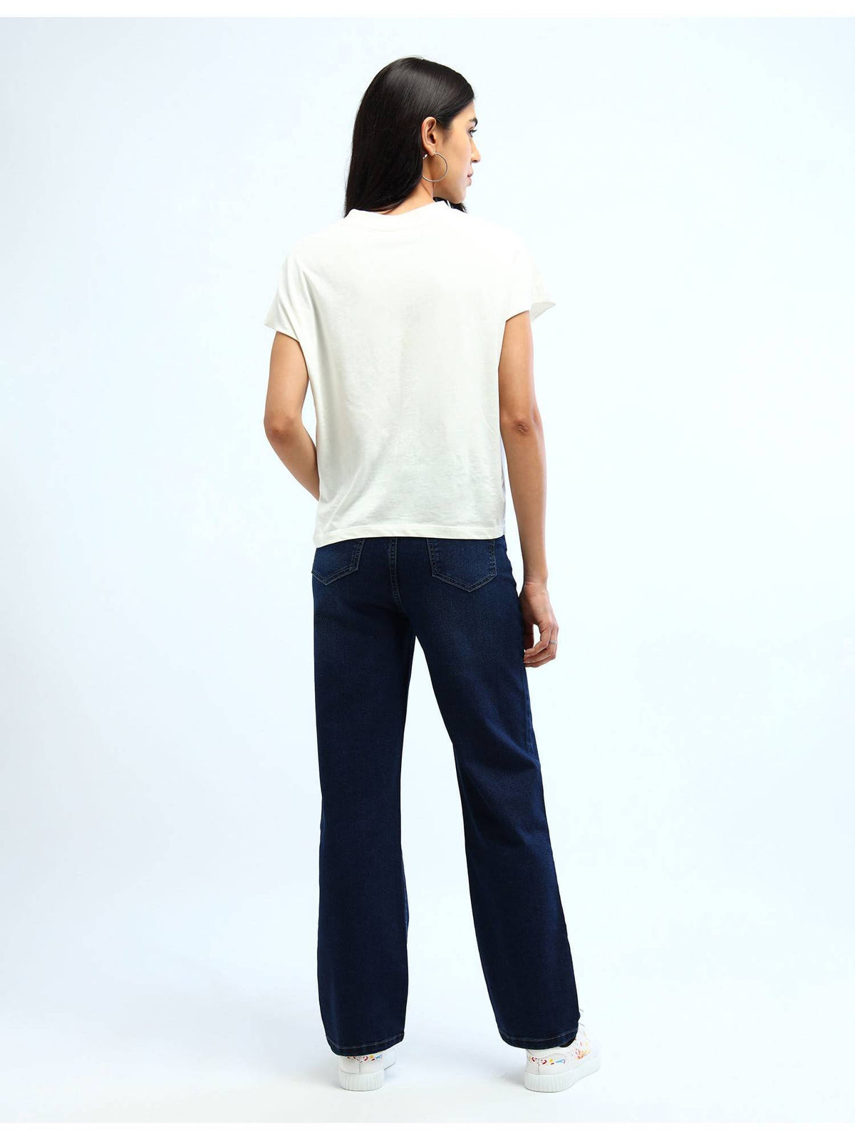 Women Blue Cotton Solid Straight Jeans | BG78 - view 5