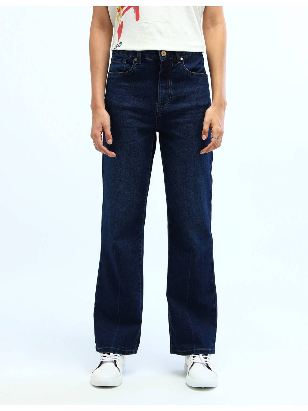 Women Blue Cotton Solid Straight Jeans | BG78 - view 6