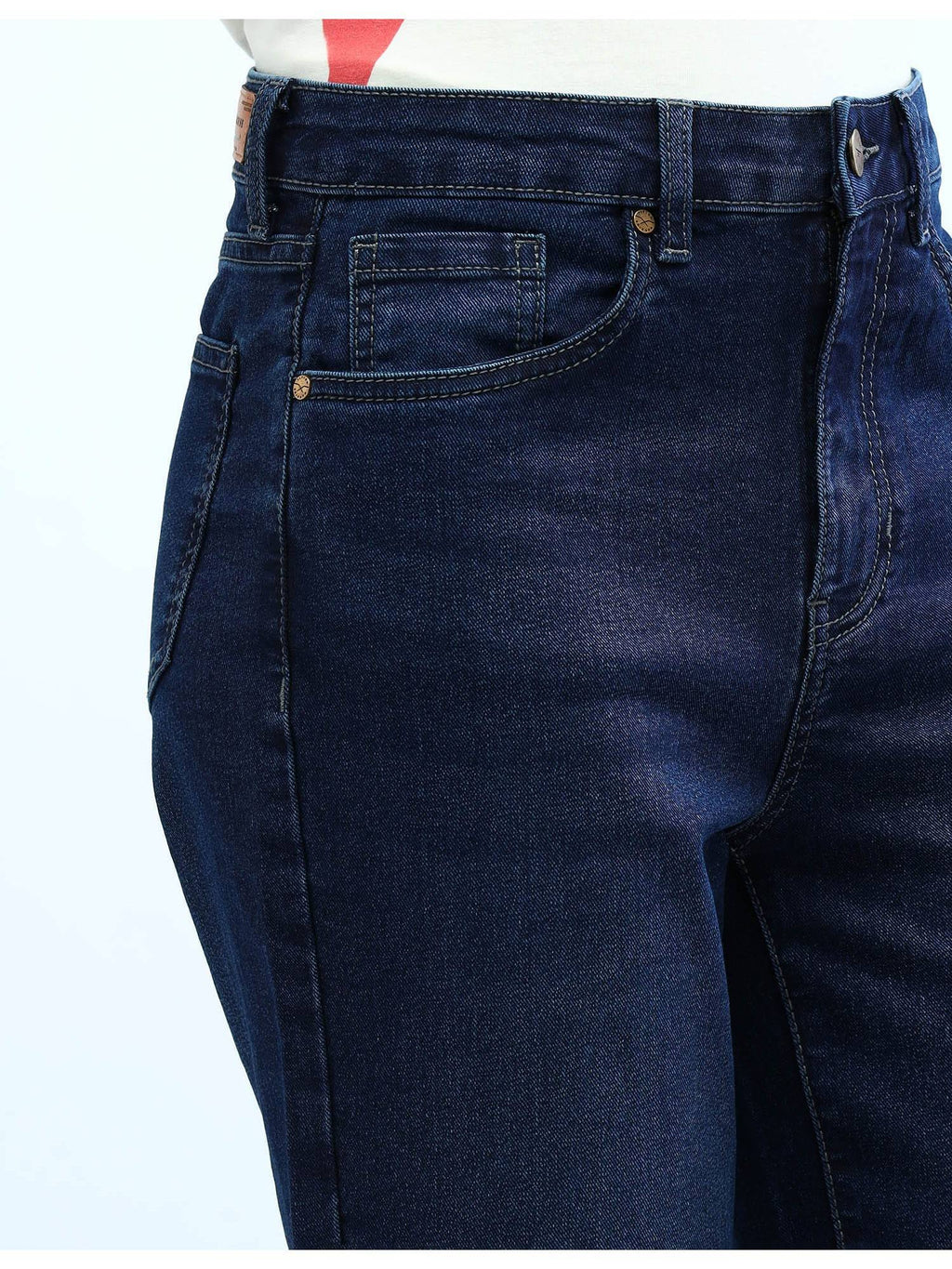 Women Blue Cotton Solid Straight Jeans | BG78 - view 7