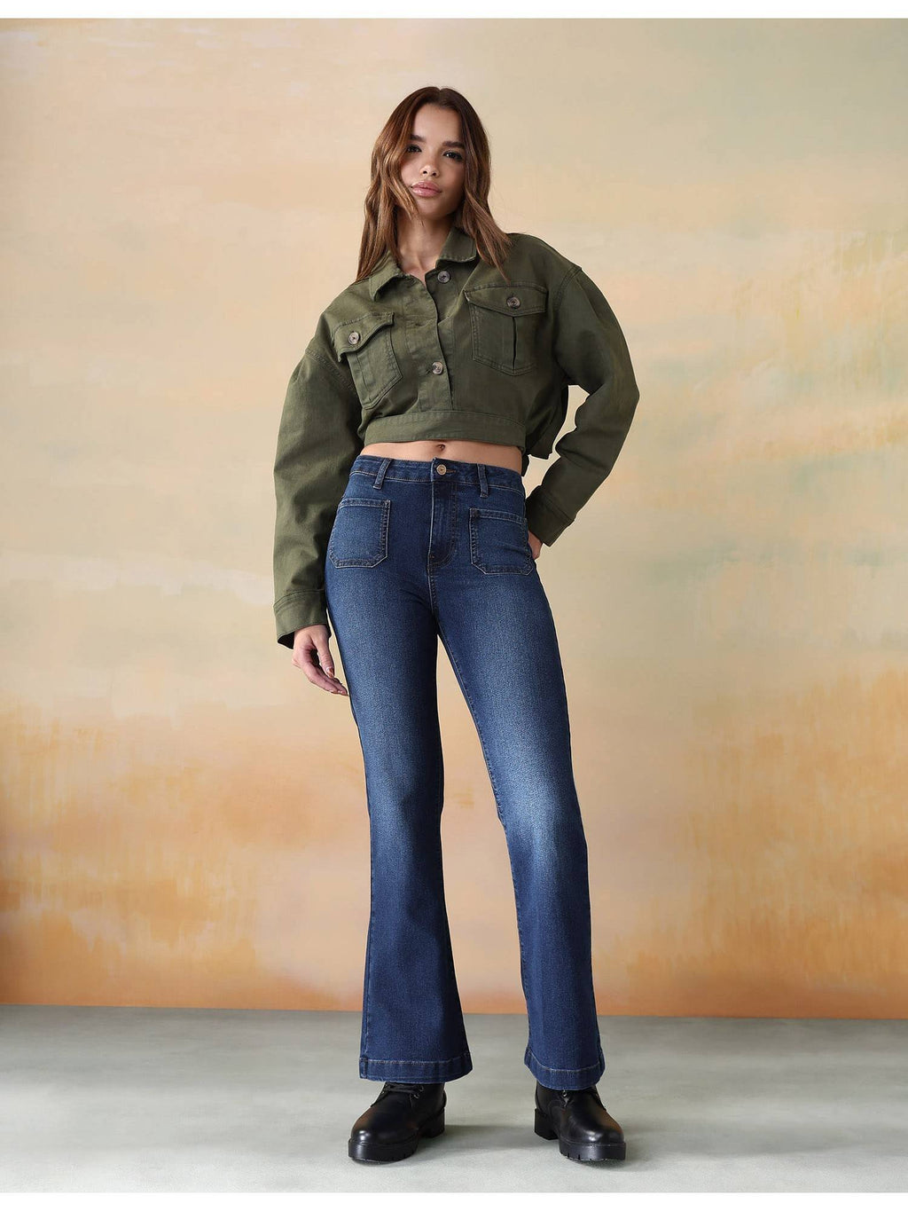 Women Blue Cotton Solid Bootcut Jeans | BT10 - view 3