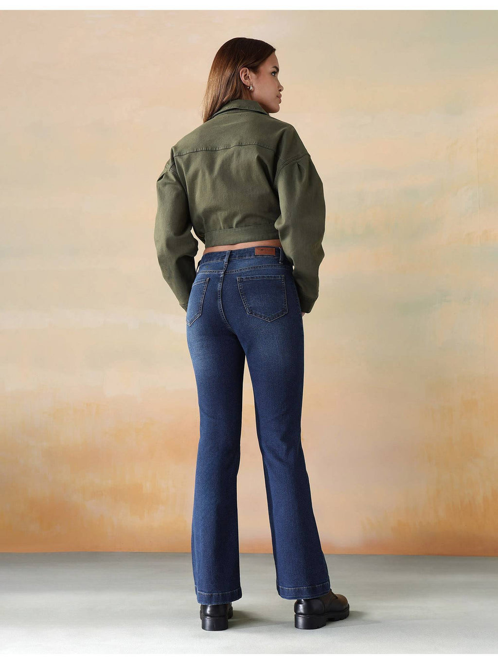 Women Blue Cotton Solid Bootcut Jeans | BT10 - view 5