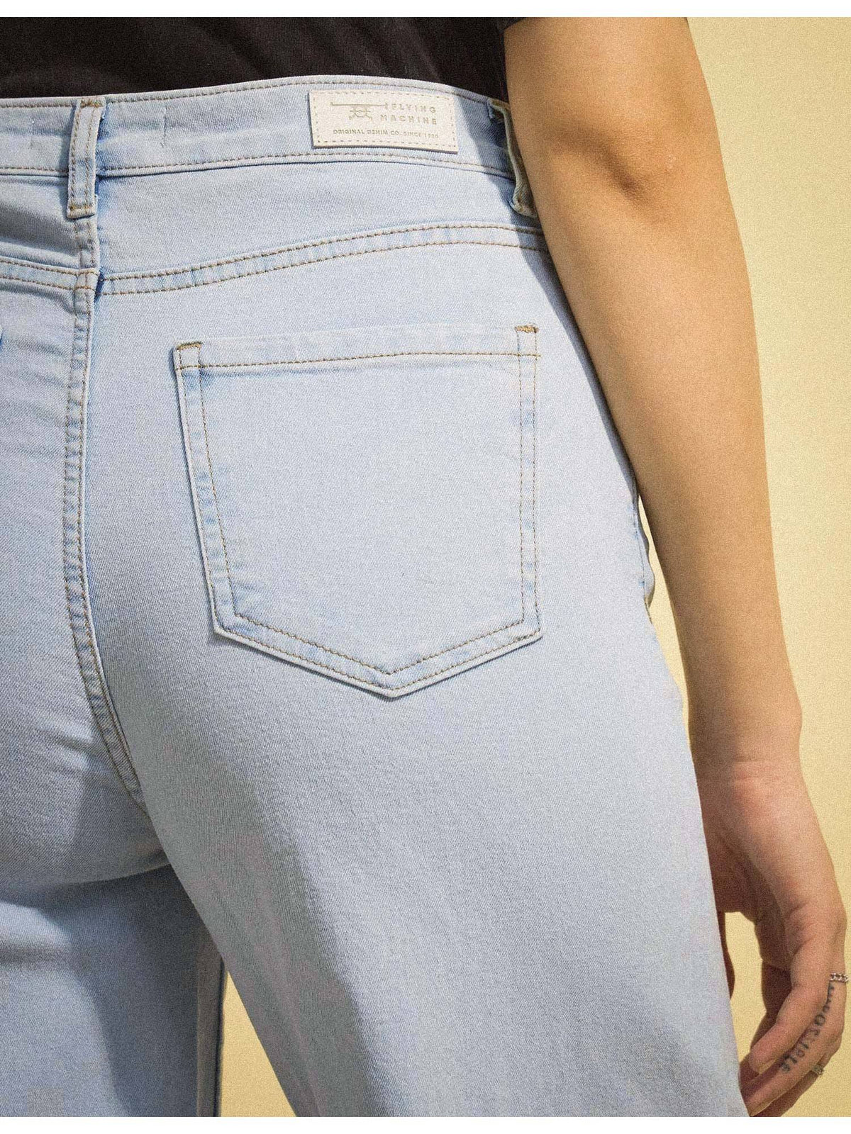 Women Blue Cotton Solid Wide Jeans | WL90 - view 8