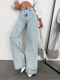 Women Blue Polyester Solid Wide Jeans | WL90 - view 1