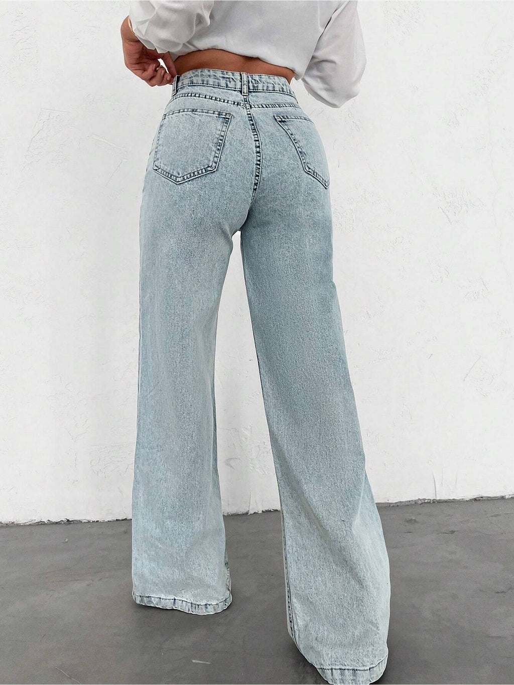 Women Blue Polyester Solid Wide Jeans | WL90 - view 2