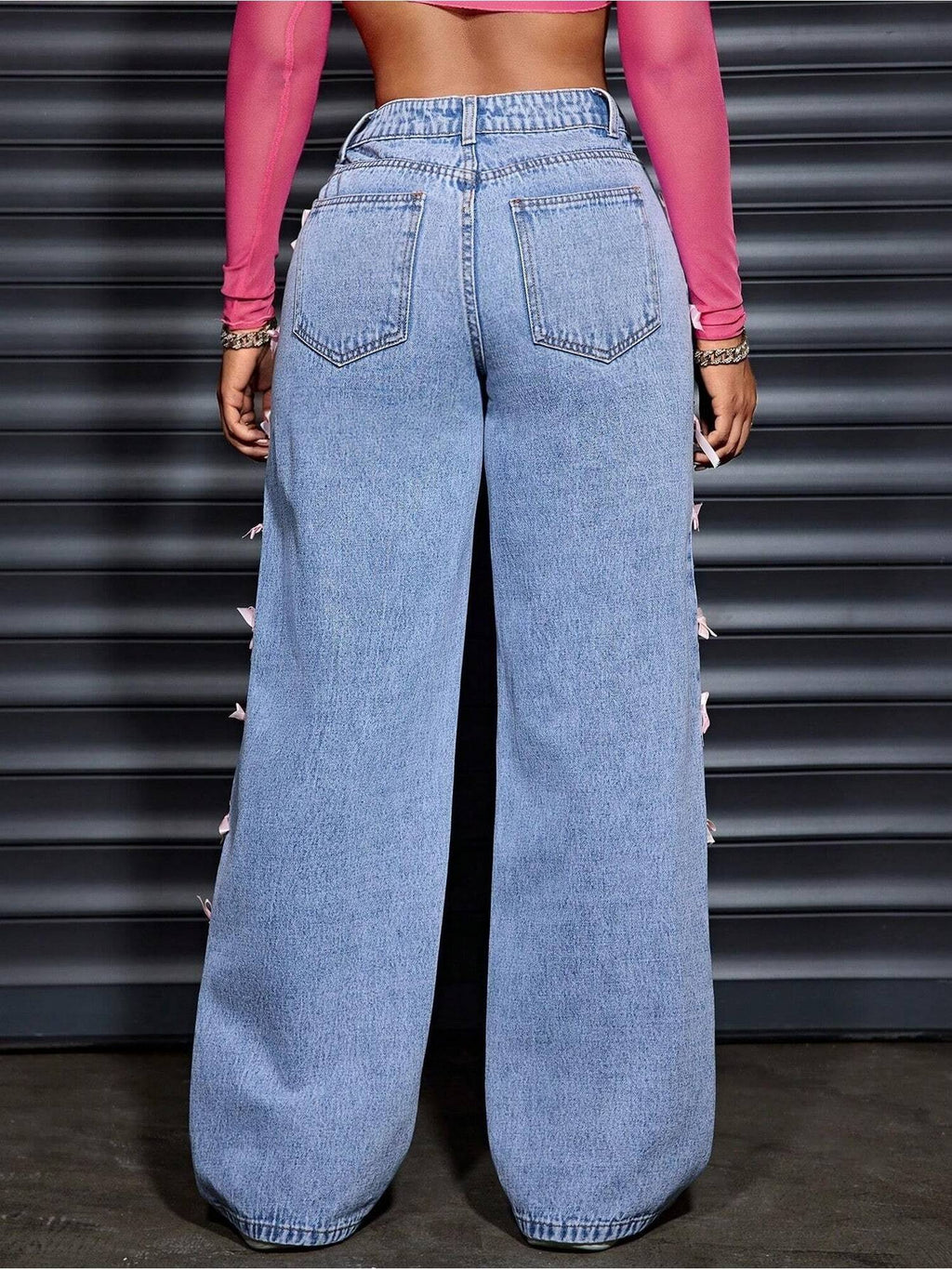 Women Blue Polyester Solid Wide Jeans | WL90 - view 2