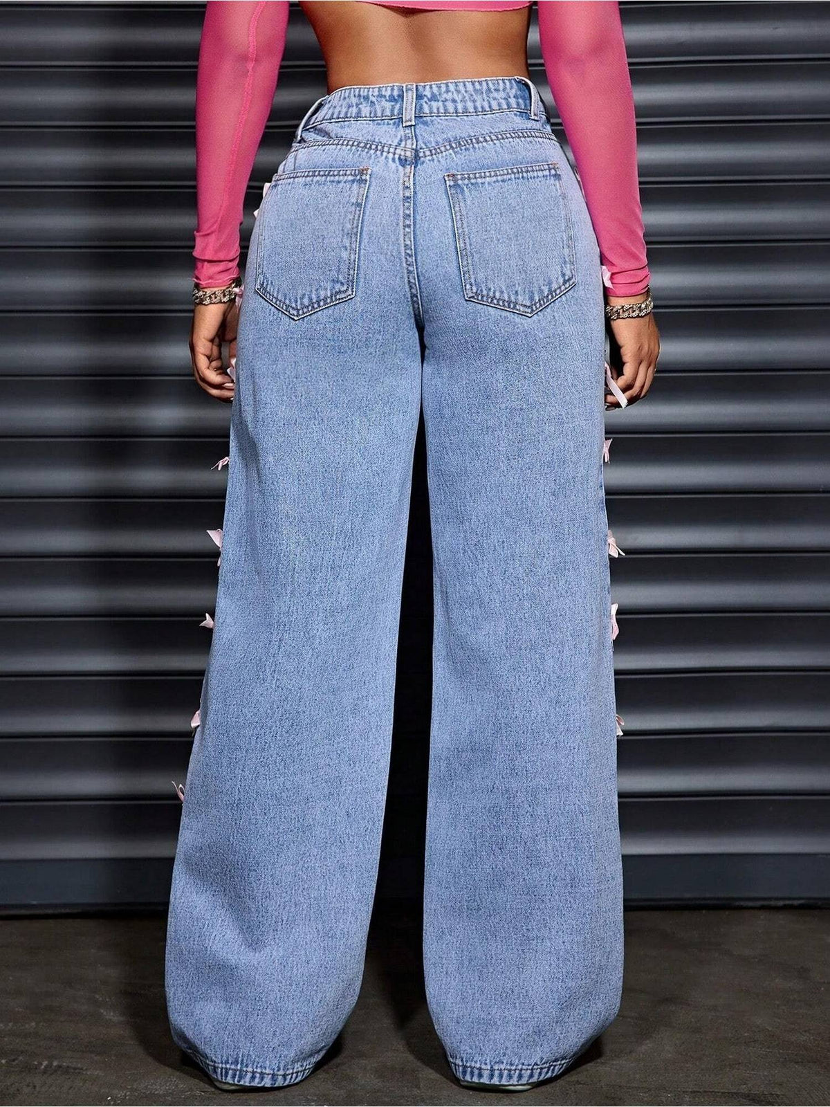 Women Blue Polyester Solid Wide Jeans | WL90 - view 2