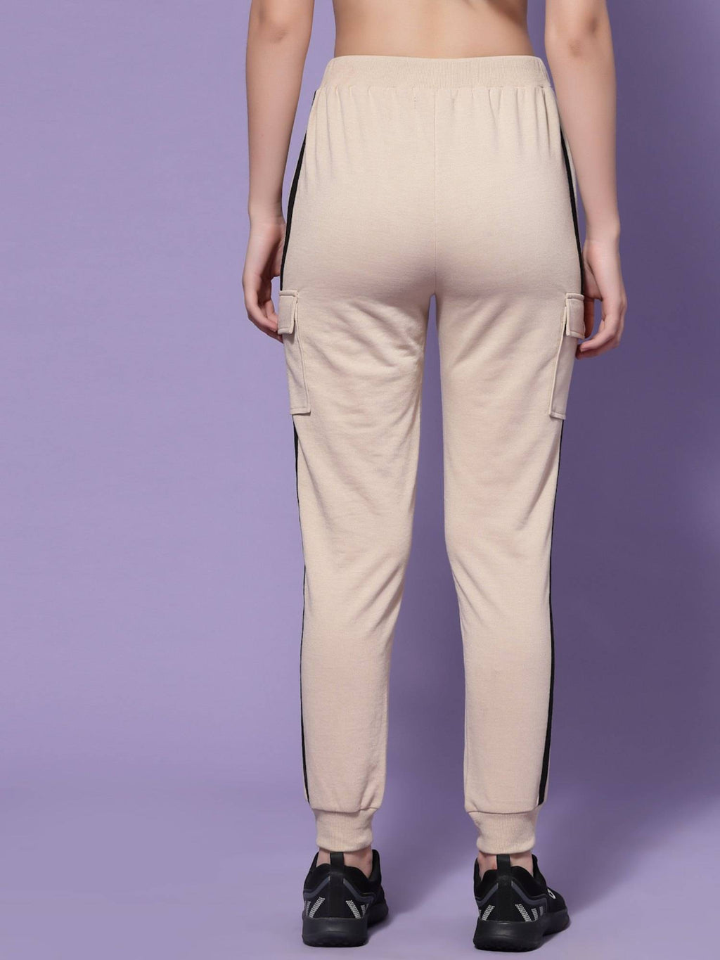 Beige Loose Fit Flap Pocket Joggers | WJ89 - view 2