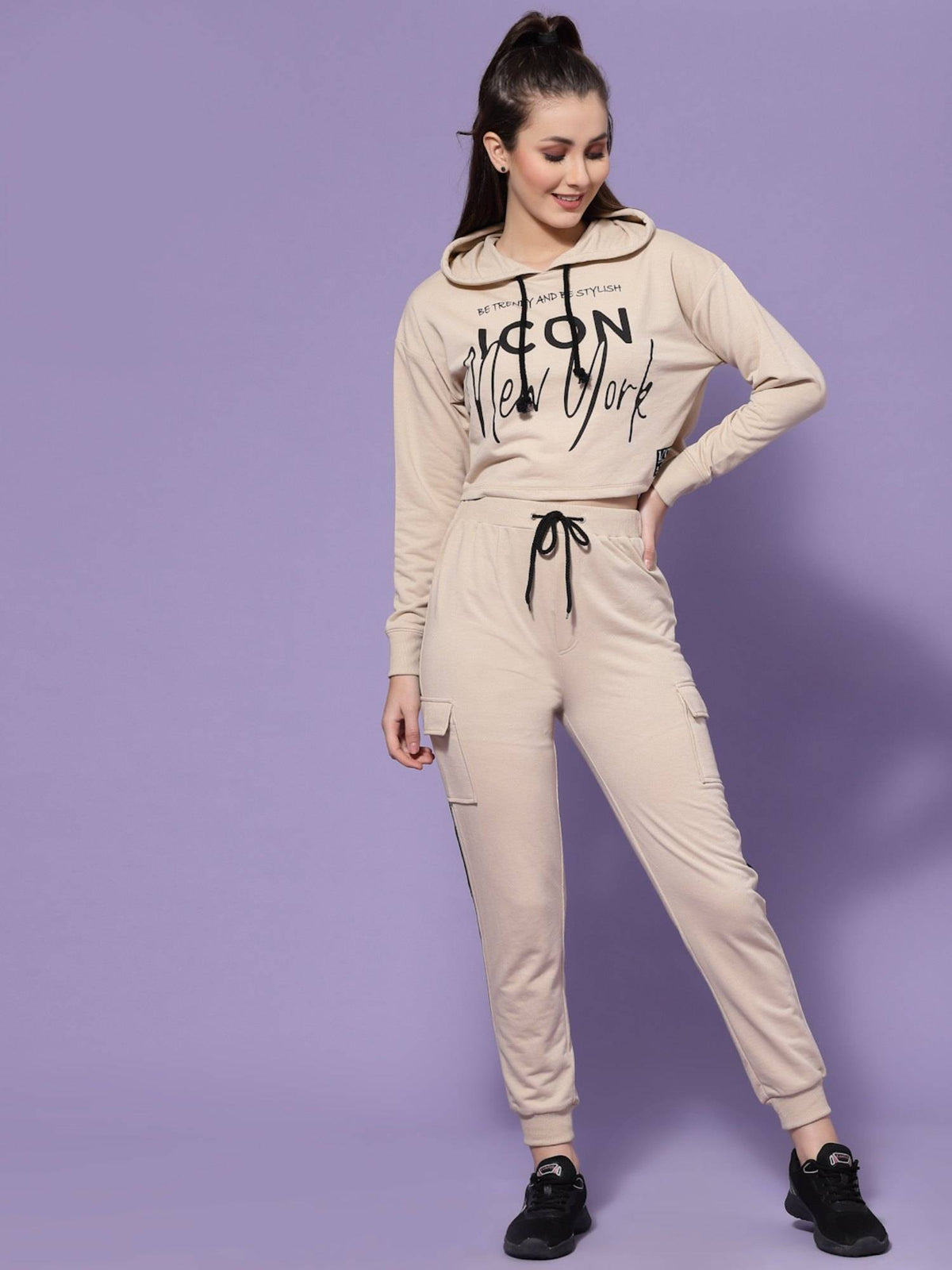 Beige Loose Fit Flap Pocket Joggers | WJ89 - view 5