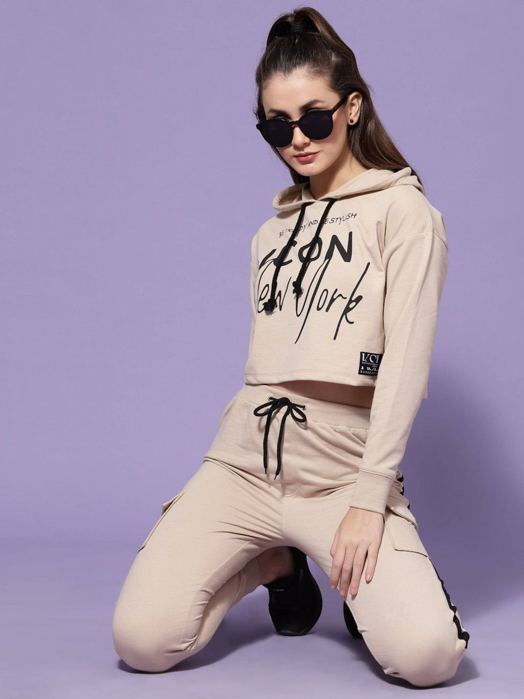 Beige Loose Fit Flap Pocket Joggers | WJ89 - view 6