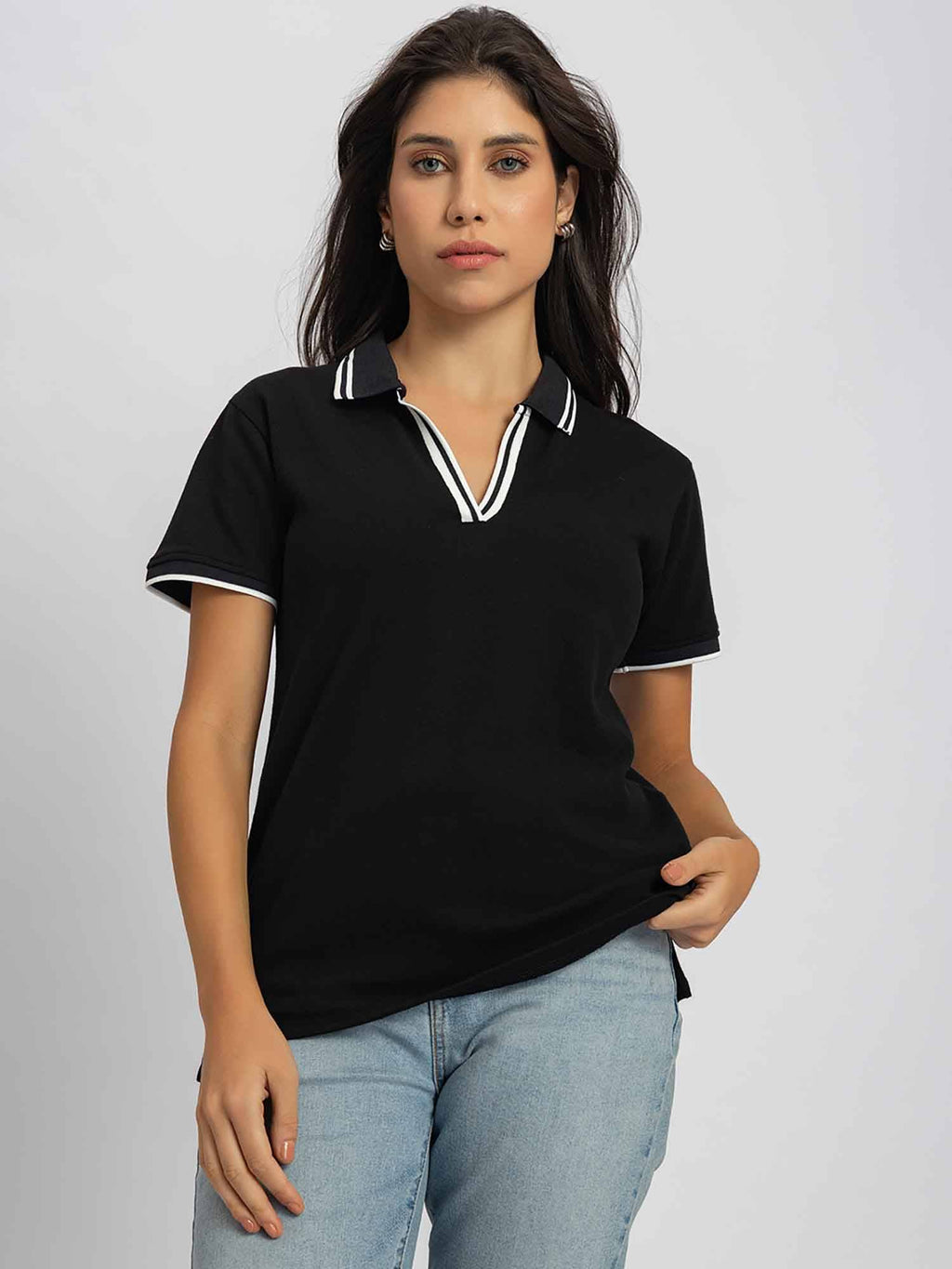 Pure Cotton Black Polo T-Shirt | PW43 - view 2