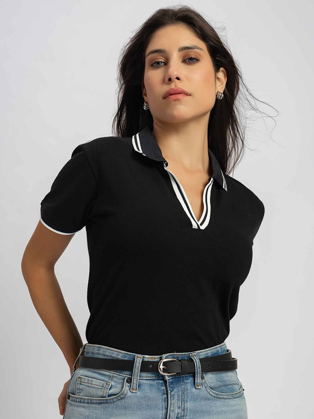 Pure Cotton Black Polo T-Shirt | PW43 - view 4