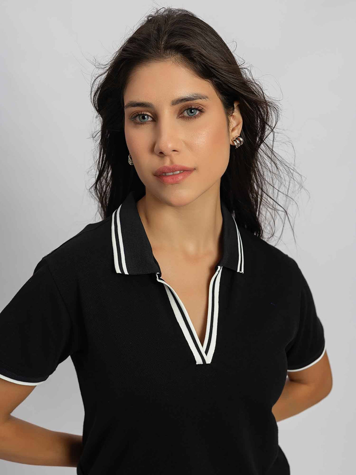 Pure Cotton Black Polo T-Shirt | PW43 - view 6