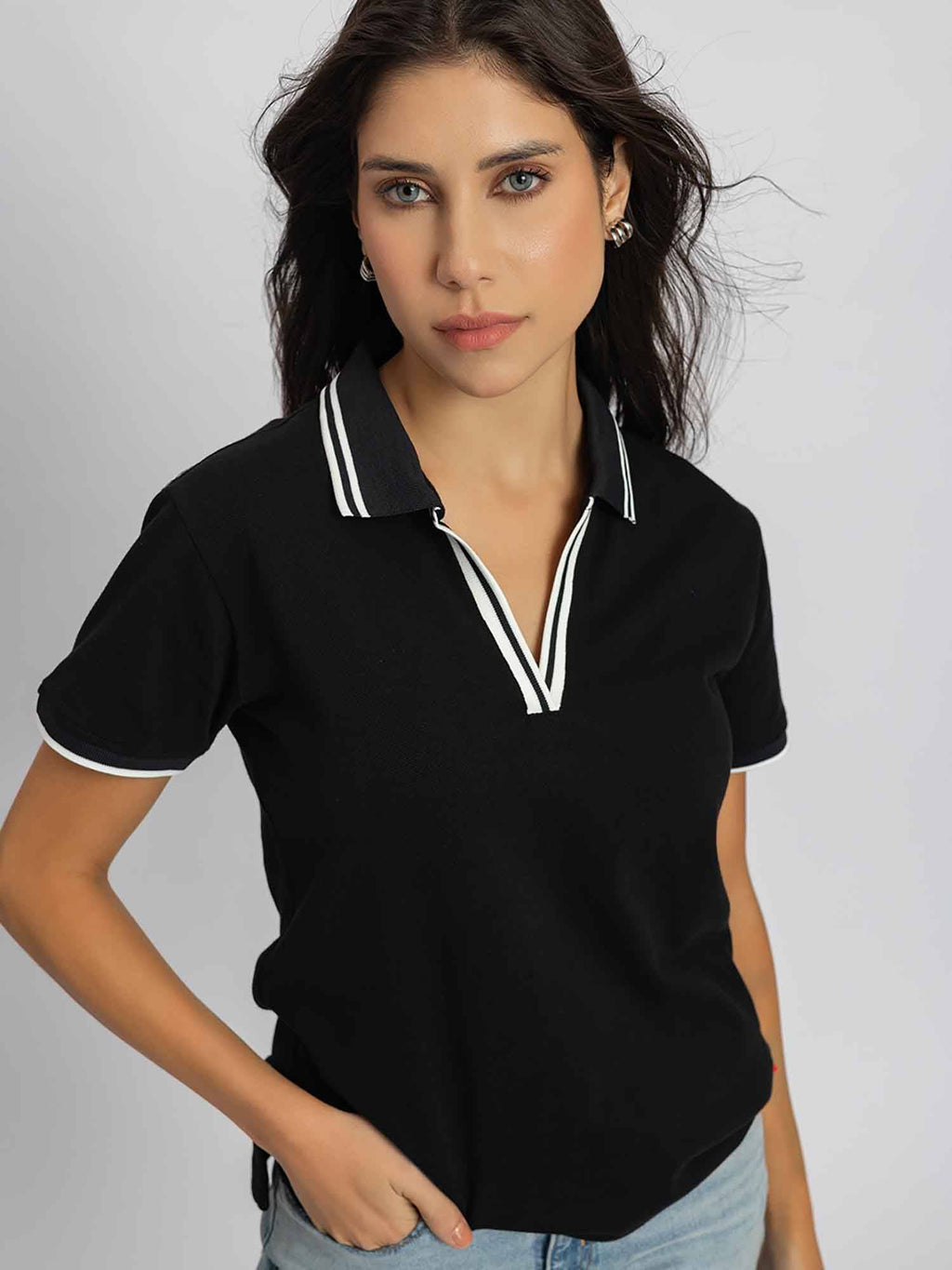 Pure Cotton Black Polo T-Shirt | PW43 - view 7