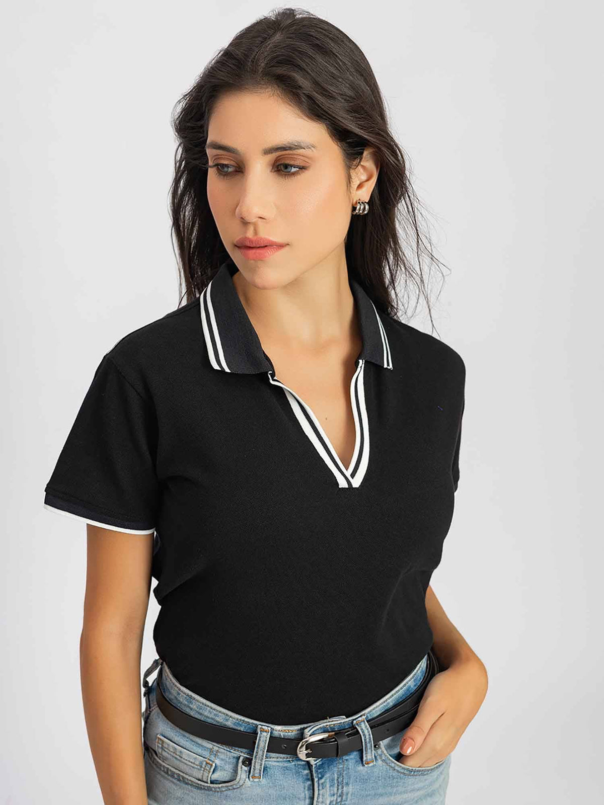 Pure Cotton Black Polo T-Shirt | PW43 - view 9