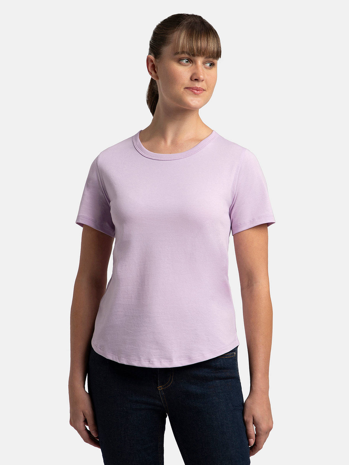 AW88 Women Cotton Rich Relaxed Fit Curved Hem Styled T-Shirt - Wild Ginger | TS56 - view 71